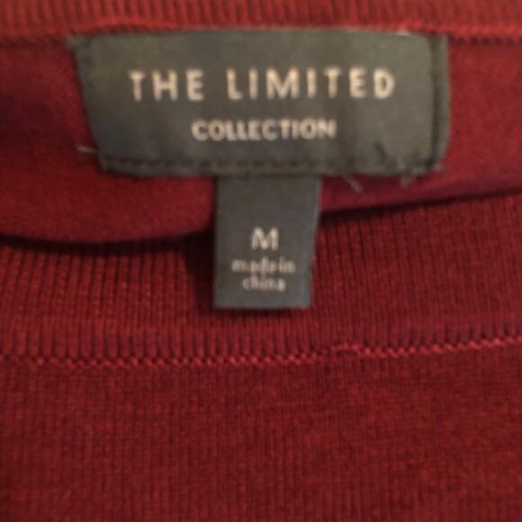 The Limited Womens Sweater Medium Burgundy Pullover Bell Sleeves Pleated Cuffs - Picture 6 of 7